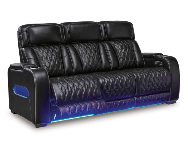 Ashley Boyington Black Dual Power Leather Reclining Sofa large image number 4