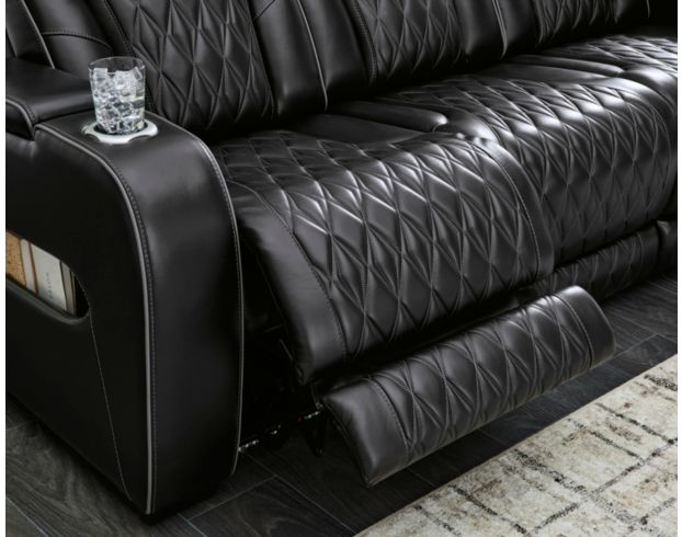 Ashley Boyington Black Dual Power Leather Reclining Sofa large image number 10