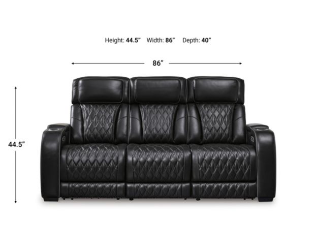 Ashley Boyington Black Dual Power Leather Reclining Sofa large image number 14