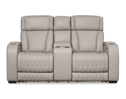 Ashley Boyington Gray Dual Power Leather Reclining Loveseat with Console