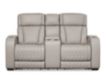 Ashley Boyington Gray Dual Power Leather Reclining Loveseat with Console small image number 1