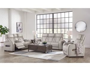 Ashley Boyington Gray Dual Power Leather Reclining Loveseat with Console