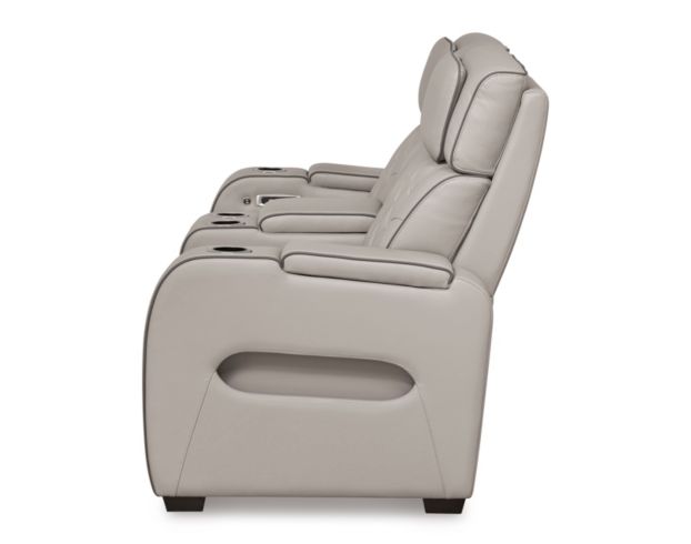 Ashley Boyington Gray Dual Power Leather Reclining Loveseat with Console large image number 6