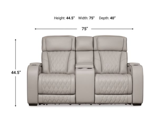 Ashley Boyington Gray Dual Power Leather Reclining Loveseat with Console large image number 11