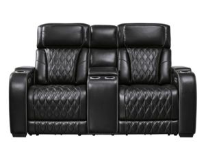 Ashley Boyington Black Dual Power Leather Reclining Loveseat with Console