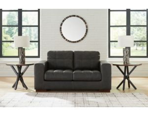 Ashley Luigi Thunder Black Leather Loveseat