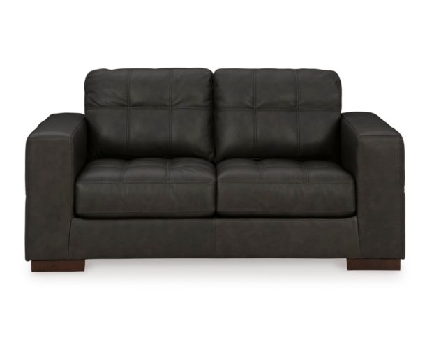 Ashley Luigi Thunder Black Leather Loveseat large image number 2