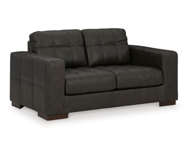 Ashley Luigi Thunder Black Leather Loveseat large image number 3