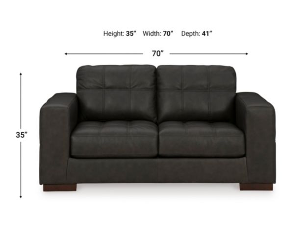 Ashley Luigi Thunder Black Leather Loveseat large image number 8