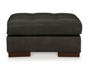 Ashley Luigi Thunder Black Leather Ottoman