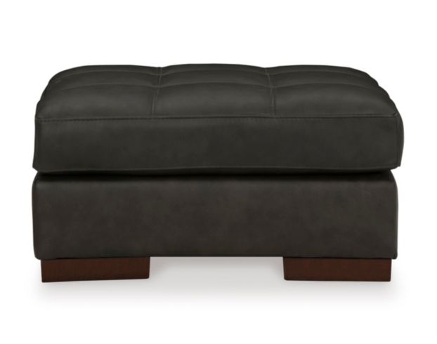 Ashley Luigi Thunder Black Leather Ottoman large image number 2