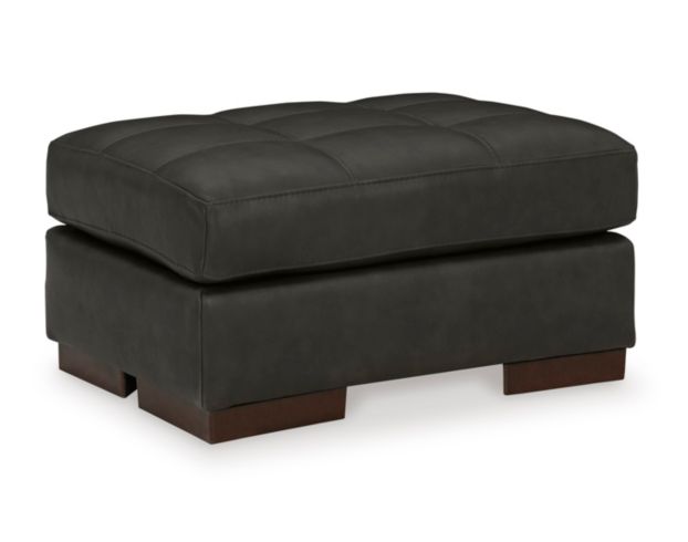 Ashley Luigi Thunder Black Leather Ottoman large image number 3