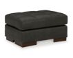 Ashley Luigi Thunder Black Leather Ottoman small image number 3