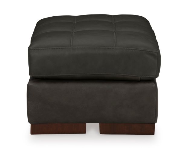 Ashley Luigi Thunder Black Leather Ottoman large image number 4