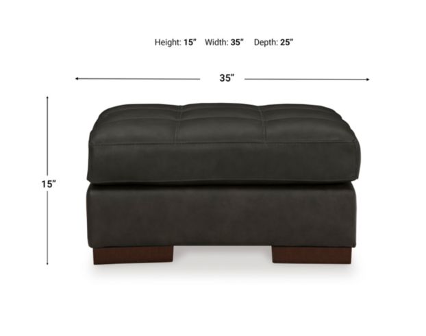 Ashley Luigi Thunder Black Leather Ottoman large image number 8