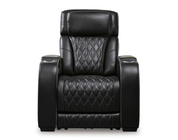 Ashley Boyington Black Leather Power Recliner large image number 1