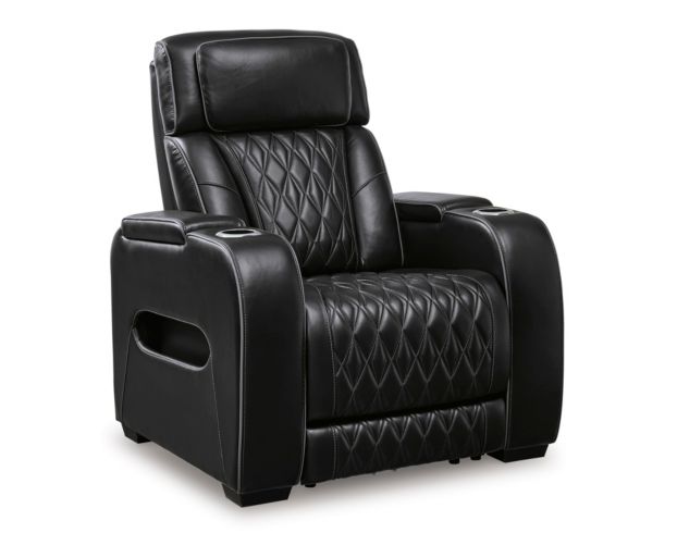 Ashley Boyington Black Leather Power Recliner large image number 2