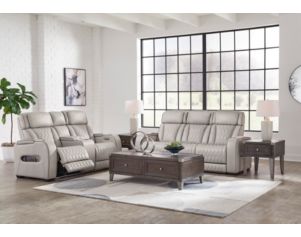 Ashley Boyington Gray Dual Power Leather Reclining Sofa