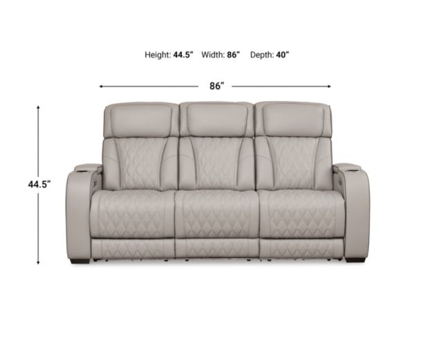 Ashley Boyington Gray Dual Power Leather Reclining Sofa large image number 13