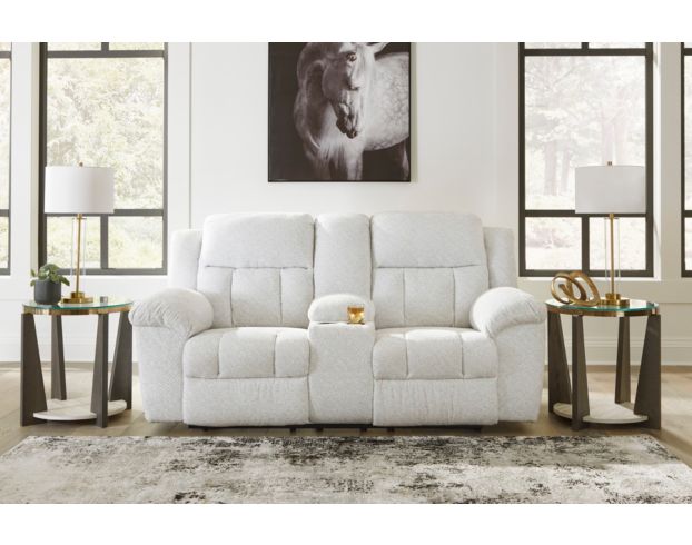 Ashley Frohn Snow Reclining Console Loveseat large image number 2