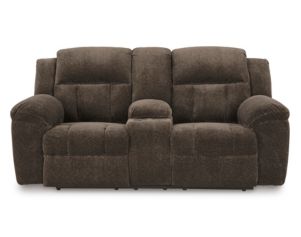 Ashley Frohn Chocolate Reclining Console Loveseat