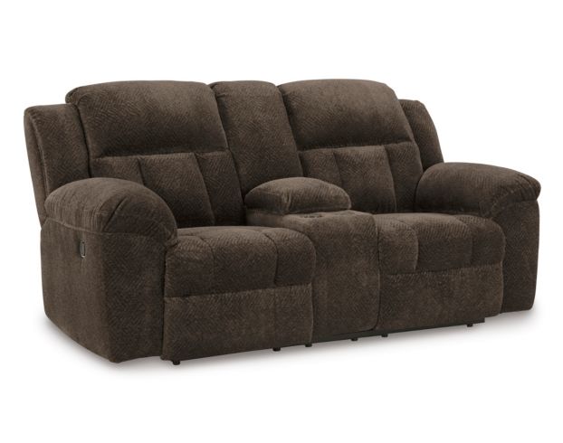 Ashley Frohn Chocolate Reclining Console Loveseat large image number 3