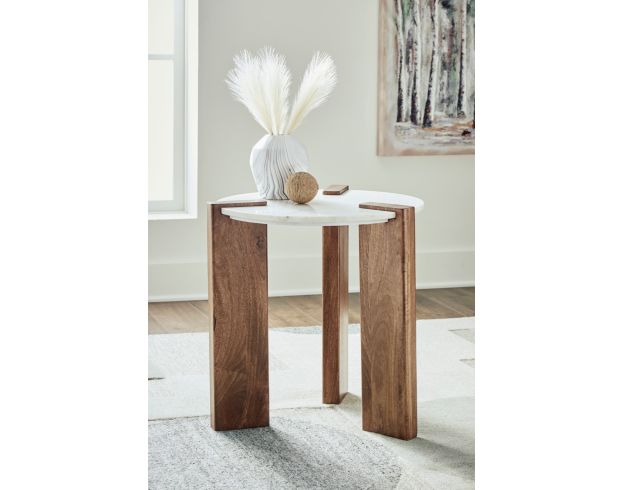 Ashley Isanti Round Marble End Table large image number 7