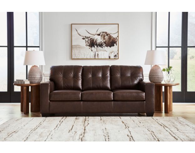 Ashley Santorine Dark Brown Leather Sofa large image number 6