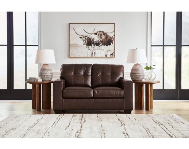 Ashley Santorine Dark Brown Leather Loveseat large image number 5