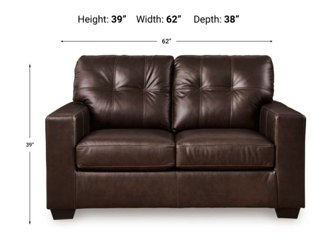 Ashley Santorine Dark Brown Leather Loveseat large image number 7