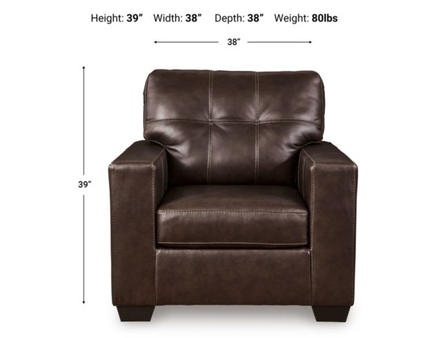 Ashley Santorine Dark Brown Leather Chair large image number 7