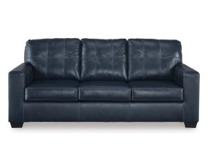 Ashley Santorine Blue Leather Queen Sleeper Sofa