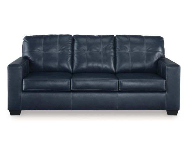 Ashley Santorine Blue Leather Queen Sleeper Sofa large image number 1