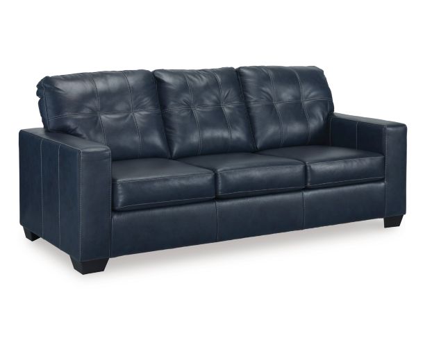 Ashley Santorine Blue Leather Queen Sleeper Sofa large image number 2