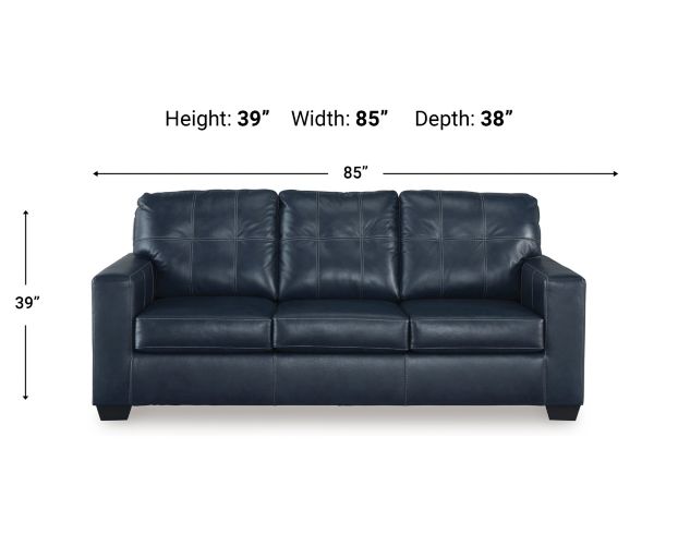 Ashley Santorine Blue Leather Queen Sleeper Sofa large image number 6