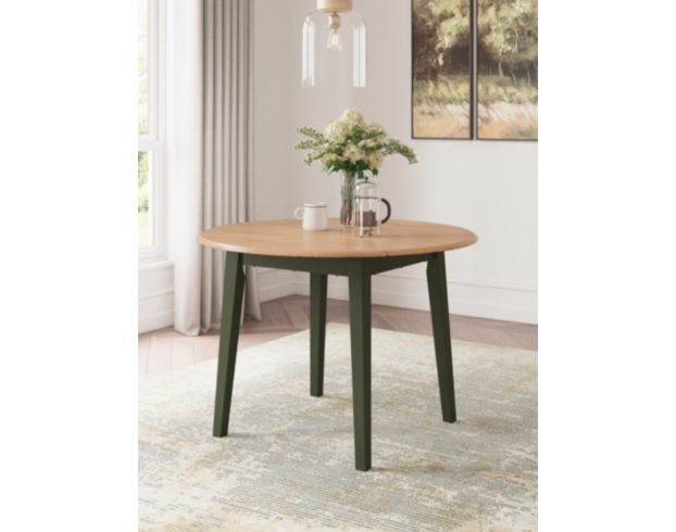 Ashley Furniture Industries In Gesthaven Natural/Green Drop-Leaf Round Table large image number 6