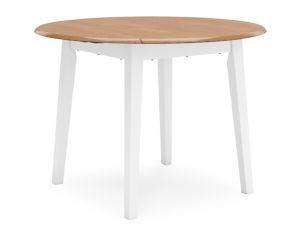 Ashley Furniture Industries In Gesthaven Natural/White Drop-Leaf Round Table