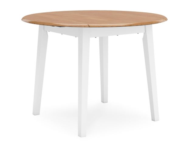 Ashley Furniture Industries In Gesthaven Natural/White Drop-Leaf Round Table large image number 2