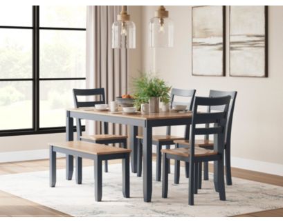 Ashley Furniture Industries In Gesthaven Natural/Blue 6-Piece Dining Set