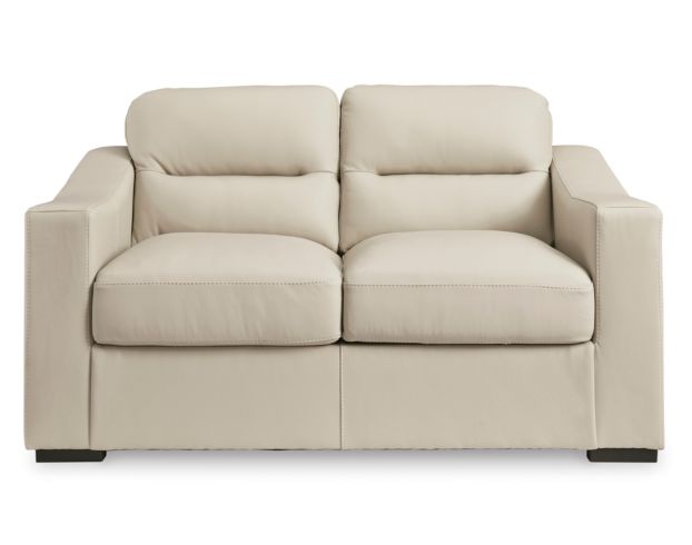 Ashley Furniture Industries In Treasure Trove Almond Leather Loveseat large image number 1