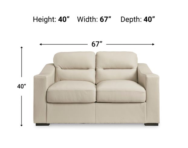 Ashley Furniture Industries In Treasure Trove Almond Leather Loveseat large image number 7