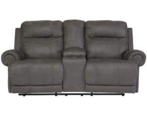 Ashley Austere Gray Reclining Loveseat with Console