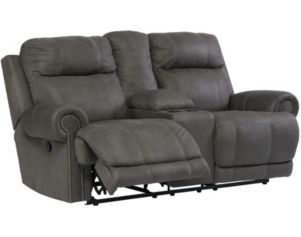 Ashley Austere Gray Reclining Loveseat with Console