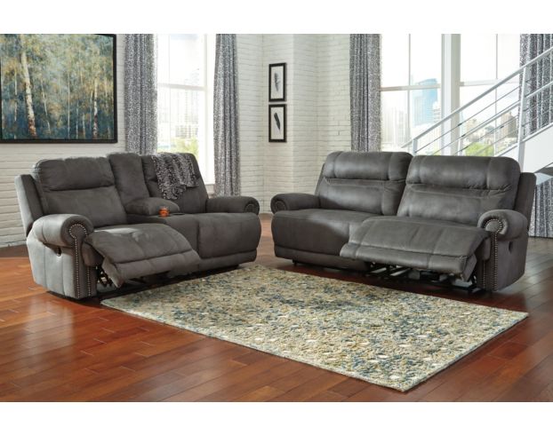 Ashley Austere Gray Reclining Loveseat with Console large image number 4