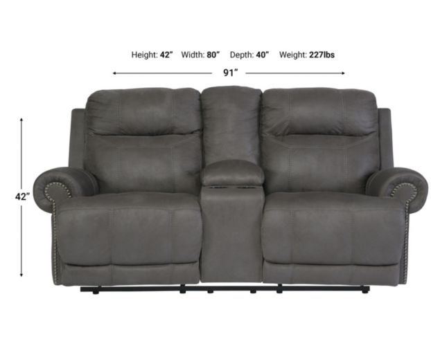 Ashley Austere Gray Reclining Loveseat with Console large image number 5