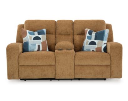 Ashley Furniture Industries In Kanlow Honey Reclining Loveseat with Console