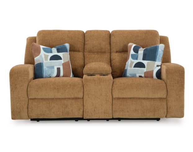 Ashley Furniture Industries In Kanlow Honey Reclining Loveseat with Console large image number 1