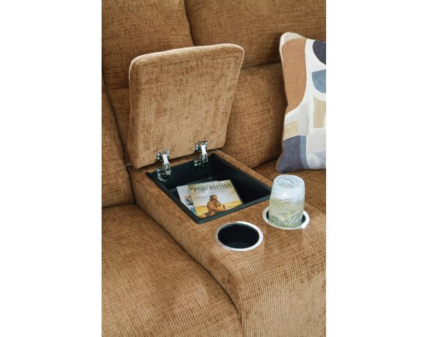 Ashley Furniture Industries In Kanlow Honey Reclining Loveseat with Console large image number 5