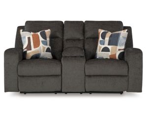 Ashley Furniture Industries In Kanlow Dusk Reclining Loveseat with Console