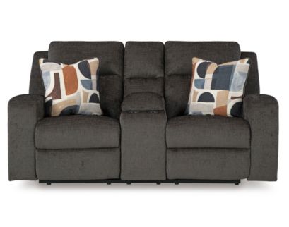 Ashley Furniture Industries In Kanlow Dusk Reclining Loveseat with Console